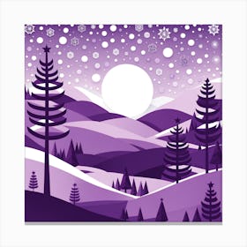 Purple Christmas Night, Christmas concept art, Christmas vector art, Vector Art, Christmas art, Christmas, moon night landscape Canvas Print