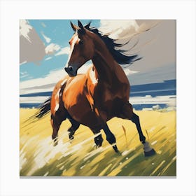 Horse Running In The Field 3 Canvas Print