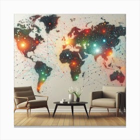 Graphic World: A Colorful and Creative Art Print of a World Map Canvas Print