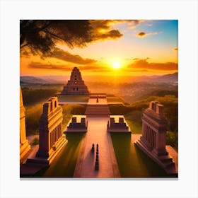Sunset At The Pyramids Canvas Print