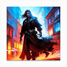 Man In A Black Coat Canvas Print