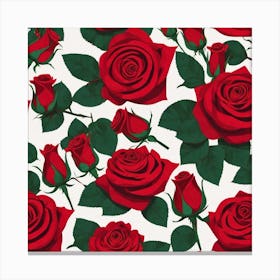 Red Roses Seamless Pattern 1 Canvas Print