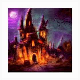 Halloween Castle Crayon Canvas Print