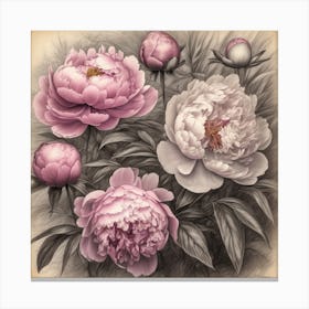 Mass Plantings Of Peonies 14 Canvas Print