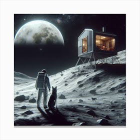 The Last Man And Dog on Other Planet Canvas Print