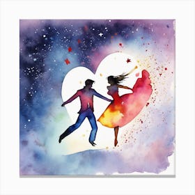 A romantic couple dancing under the stars , Couple Dancing In The Sky Canvas Print