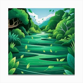 A Striking Illustration Of A Lush Green River With Vqu0rhmmtge O27j7mqm1g Pnvkfd7ytkaqx586v6tnqw Canvas Print