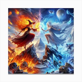 Two Witches Fighting Canvas Print