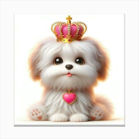 Cute Dog With A Crown 2 Canvas Print