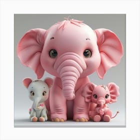 Pink Elephant Babies Canvas Print