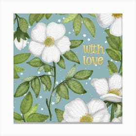 With Love white roses Canvas Print