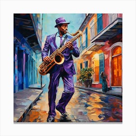 Saxophone Player In New Orleans Canvas Print