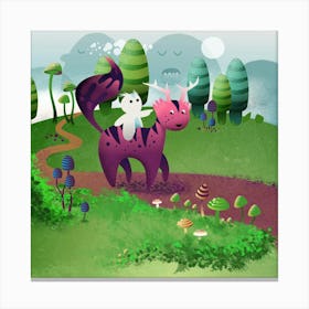 Fantasy Creature And Its Riding Friend Canvas Print