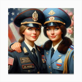 Two Women In Uniform Canvas Print