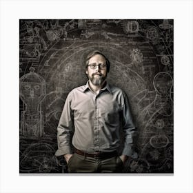 Man In Front Of A Blackboard Canvas Print