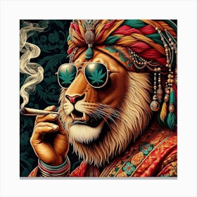 Lion Smoking Weed 4 Canvas Print