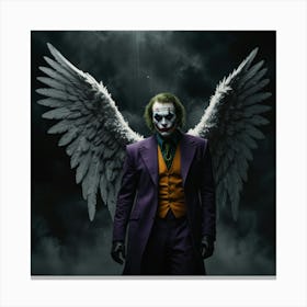 Joker With Angel Wings In A Dark Heaven Scene Canvas Print