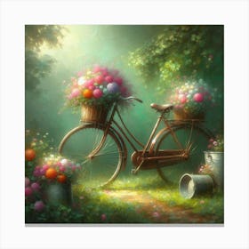 Flowers On A Bicycle 1 Canvas Print