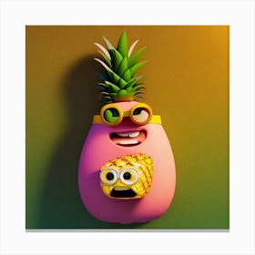 Cartoon Pineapples Canvas Print