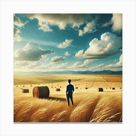 Man In A Field Canvas Print