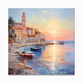 AI Luminous Shores: A Monet Inspired Tale Canvas Print