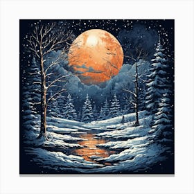 Full Moon In The Snow Canvas Print