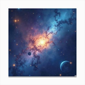 Watercolor Space With Vivid Star Constellations 1 Canvas Print