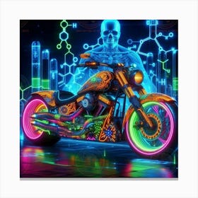 Neon Motorcycle Canvas Print