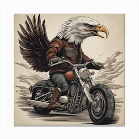 Eagle On A Motorcycle 1 Canvas Print