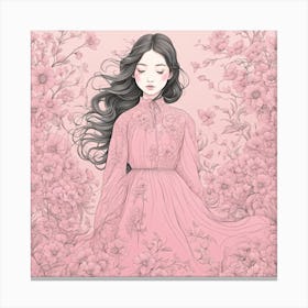 Asian Girl In Pink Canvas Print