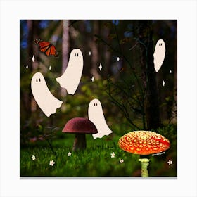 Spooky Forest Ghost Collage Canvas Print