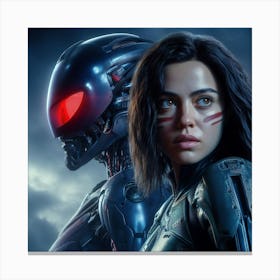 Girl And A Robot 1 Canvas Print