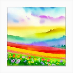 Watercolor Flower Meadow Canvas Print