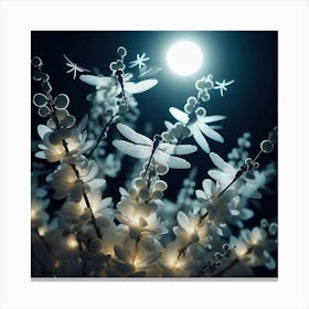 White Flowers In The Moonlight Canvas Print