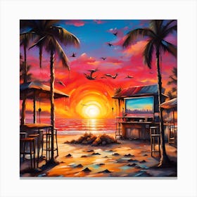 Sunset Views From The Beach Bar Oasis Canvas Print