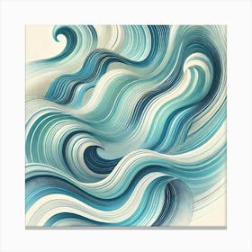 Abstract Ocean Waves Printed Art A Calming And Fluid Depiction Of Ocean Waves In Motion, Perfect For Bringing The Serenity Of The Sea Into Any Space Printed Art Canvas Print