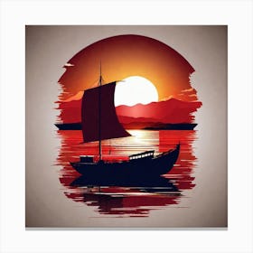 Sailboat At Sunset 15 Canvas Print