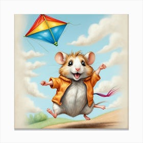 Mouse Flying Kite Canvas Print