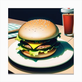 Hamburger On A Plate 23 Canvas Print