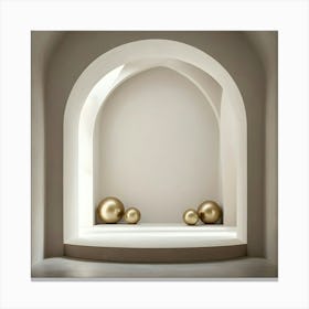 Golden Spheres In A Room Canvas Print