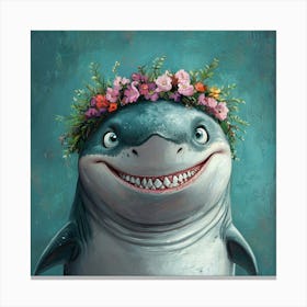 Shark With A Flower Crown Stampe su tela