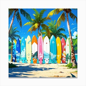 Surfboards On The Beach Canvas Print