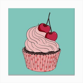 Cupcake With Cherries Canvas Print