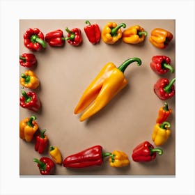 Peppers In A Frame 30 Canvas Print