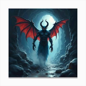 Demon Soul In A Watercolor Gloomy Cave 1 Canvas Print