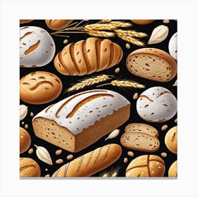 Seamless Pattern With Bread 1 Canvas Print