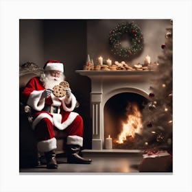 Santa Claus Eating Cookies 15 Canvas Print