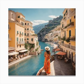 Amalfi Coast Matisse Style, Italy 5 Watercolour Travel Poster Art Print (1) Canvas Print