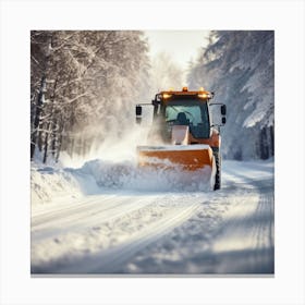 Snow Plow Driving In The Snow 4 Canvas Print