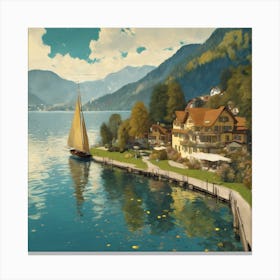 On Lake Attersee, Gustav Klimt 5 Canvas Print